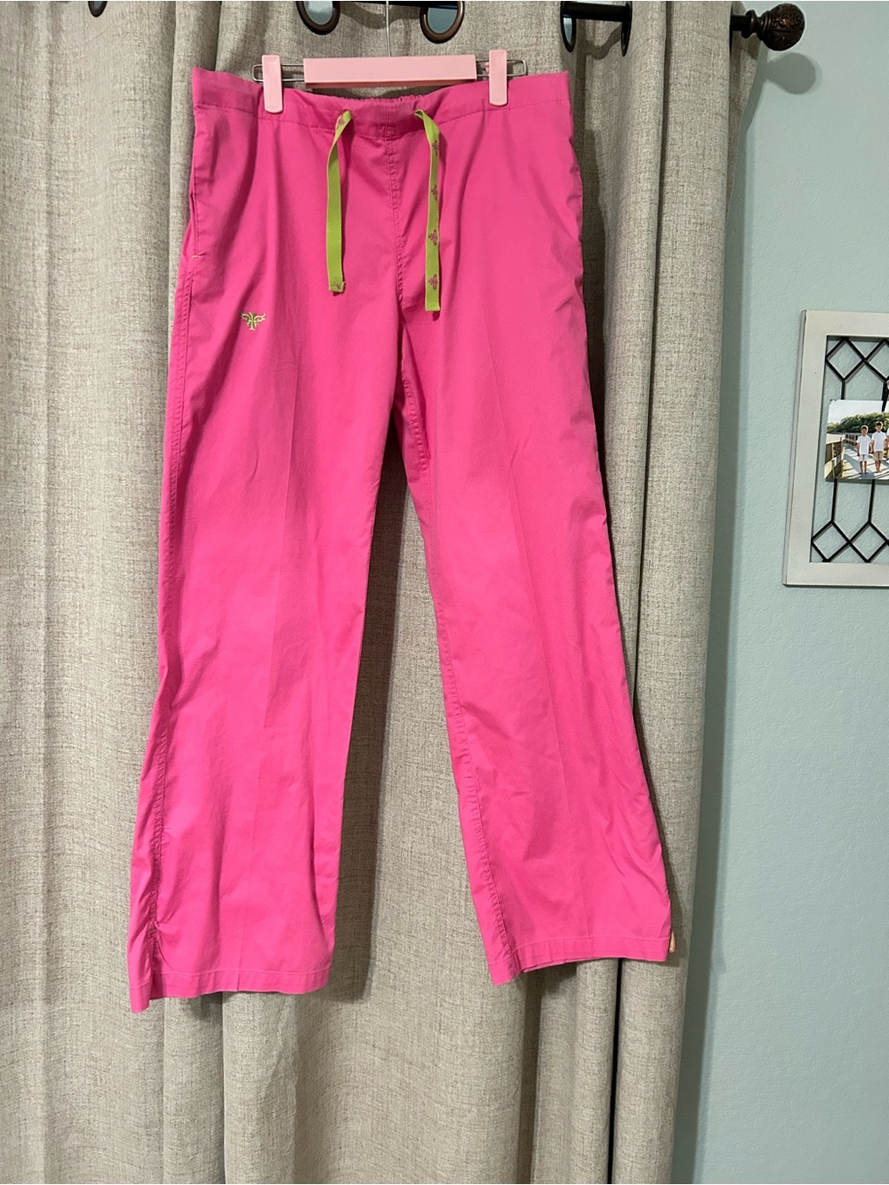Women’s pink med couture scrub pants size small ez flex